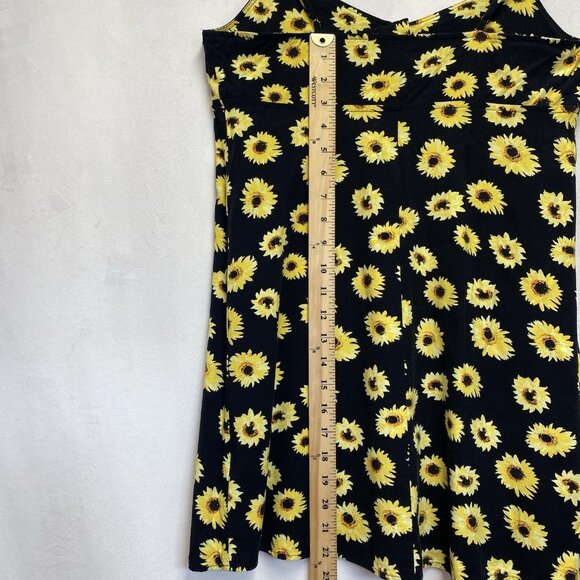 URBAN OUTFITTERS Sunflower Spaghetti Strap Mini Dress Women Medium Black Yellow - Picture 6 of 12